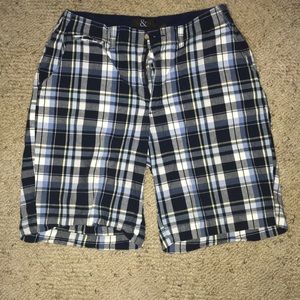 blue plaid g&m shorts